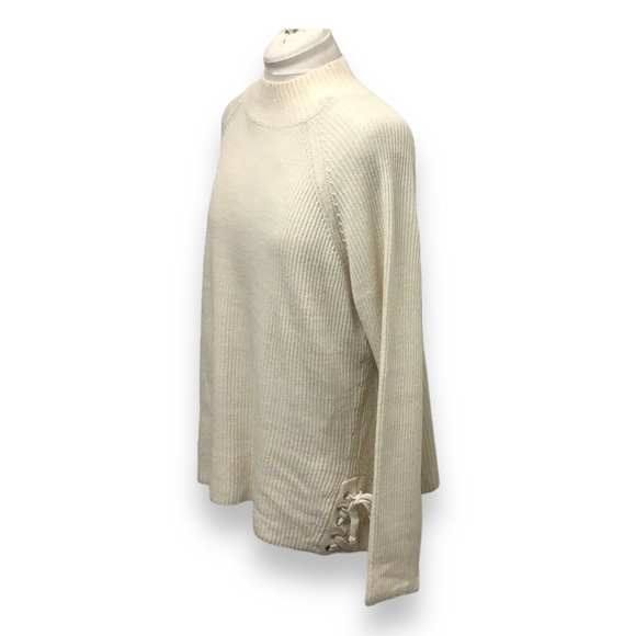 Unit Fashion Inc. Women’s Oversized Mock Neck Ribbed Sweater, Ivory, size 1X - Picture 3 of 10